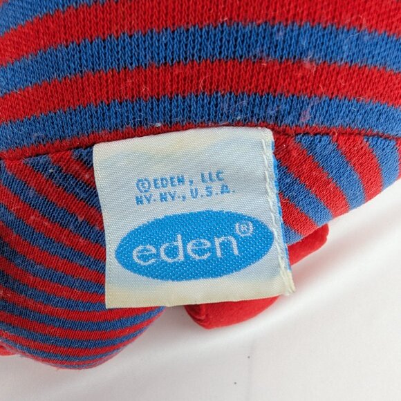 Vintage Eden Brown Teddy Bear Plush 12" Stuffed Animal 123 Red Blue Pajamas - Picture 10 of 11